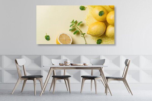 Stampa su tela – Limoni con menta