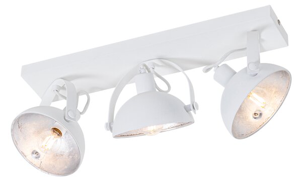 Plafoniera industriale bianca con argento 3 luci orientabili - Magnax