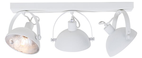Plafoniera industriale bianca con argento 3 luci orientabili - Magnax