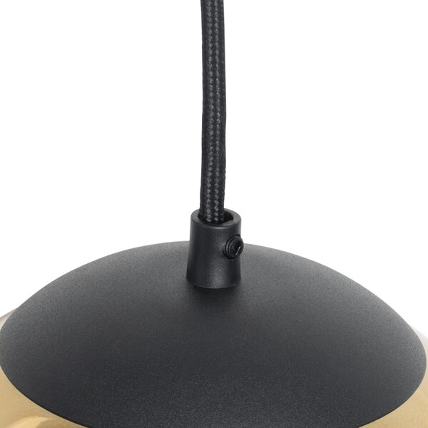 Lampada a sospensione intelligente nera con vetro dorato 20 cm incl. Wifi A60 - Pallon