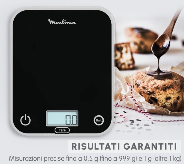 Moulinex Bilancia da Cucina Optiss Peso massimo 5 Kg Antigraffio colore Nero - BN50U5