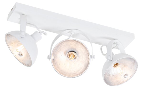 Plafoniera industriale bianca con argento 3 luci orientabili - Magnax