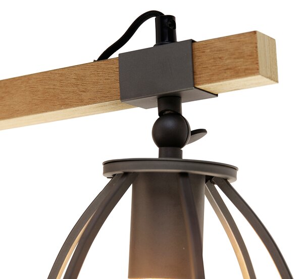 Lampada da parete intelligente grigio scuro con legno regolabile incl. Wifi A60 - Arthur