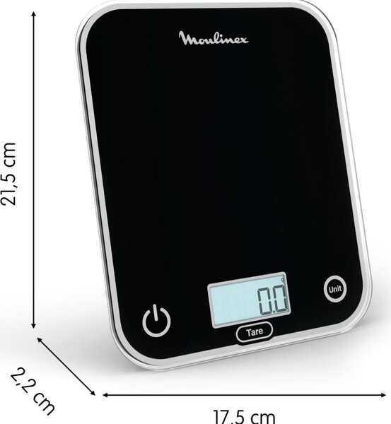 Moulinex Bilancia da Cucina Optiss Peso massimo 5 Kg Antigraffio colore Nero - BN50U5