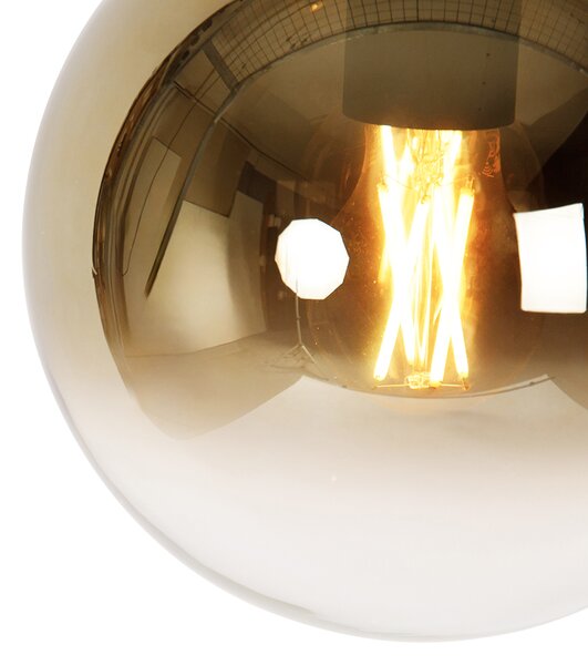 Lampada a sospensione intelligente nera con vetro dorato 20 cm incl. Wifi A60 - Pallon