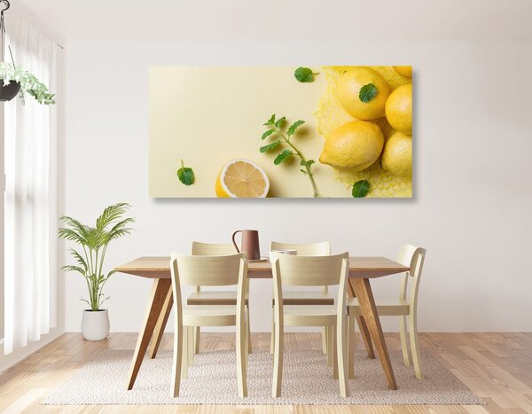 Stampa su tela – Limoni con menta