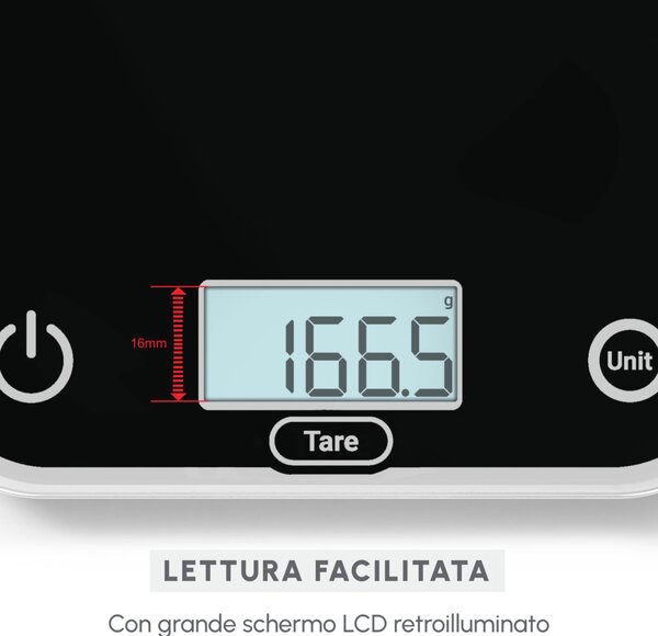 Moulinex Bilancia da Cucina Optiss Peso massimo 5 Kg Antigraffio colore Nero - BN50U5