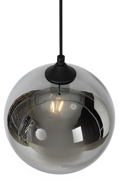 Lampada a sospensione intelligente nera con vetro fumé incl. Wifi A60 - Wallace