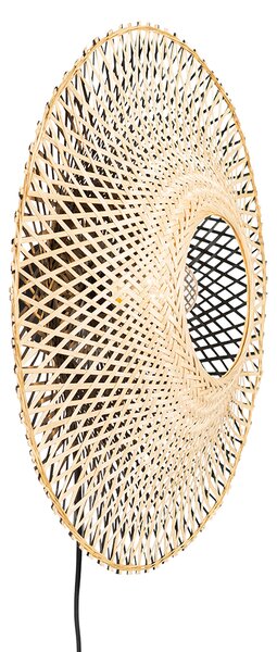 Lampada da parete intelligente in bambù 50 cm con spina incl. Wifi A60 - Rina