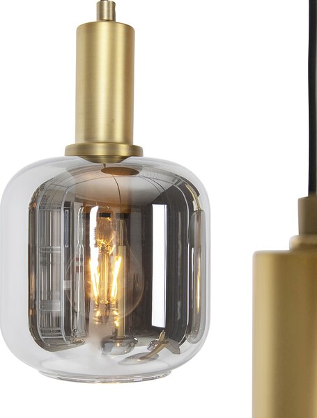 Lampada a sospensione intelligente nera con oro e vetro fumé incl. 5 WiFi A60 - Zuzanna