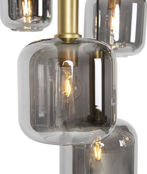 Lampada a sospensione intelligente nera con oro e vetro fumé incl. 5 WiFi A60 - Zuzanna