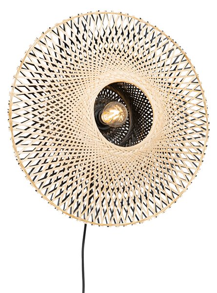 Lampada da parete intelligente in bambù 50 cm con spina incl. Wifi A60 - Rina