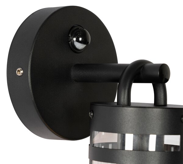 Lampada da parete per esterni nera IP44 con sensore di movimento - Ruben