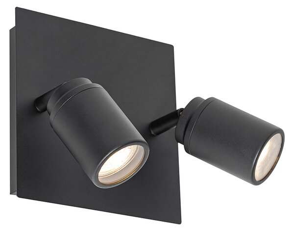 Faretto da soffitto per bagno intelligente nero quadrato IP44 con 2 GU10 Wi-Fi - Ducha