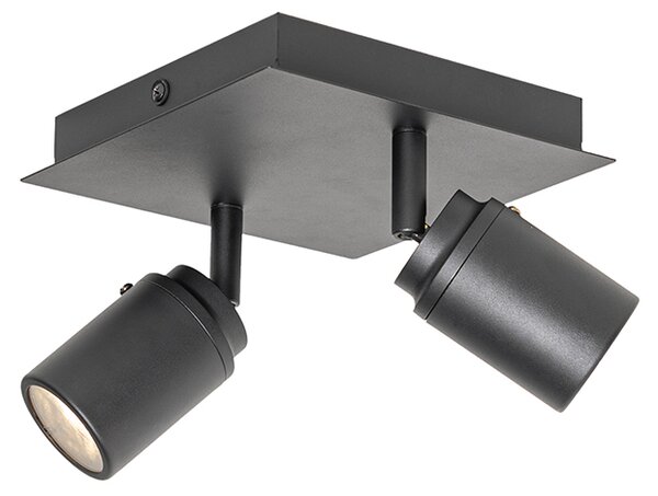 Faretto da soffitto per bagno intelligente nero quadrato IP44 con 2 GU10 Wi-Fi - Ducha
