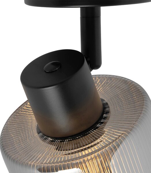 Faretto da soffitto Art Déco nero con vetro fumé regolabile - Laura