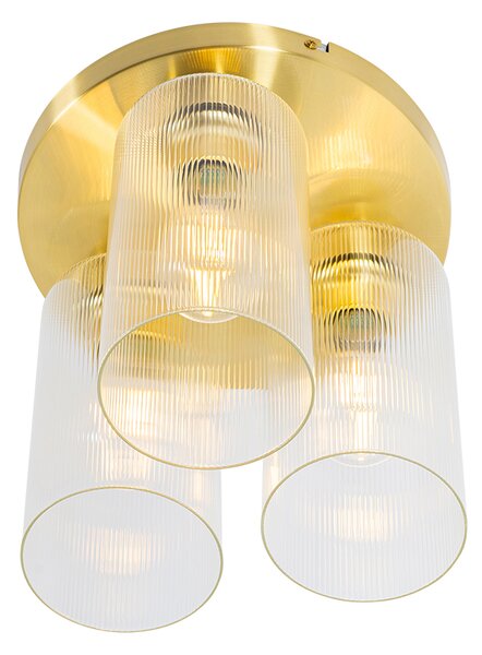 Plafoniera Art Déco dorata con vetro 3 luci - Laura
