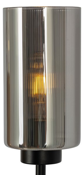 Lampada da terra Art Déco nera con vetro fumé 2 luci - Laura