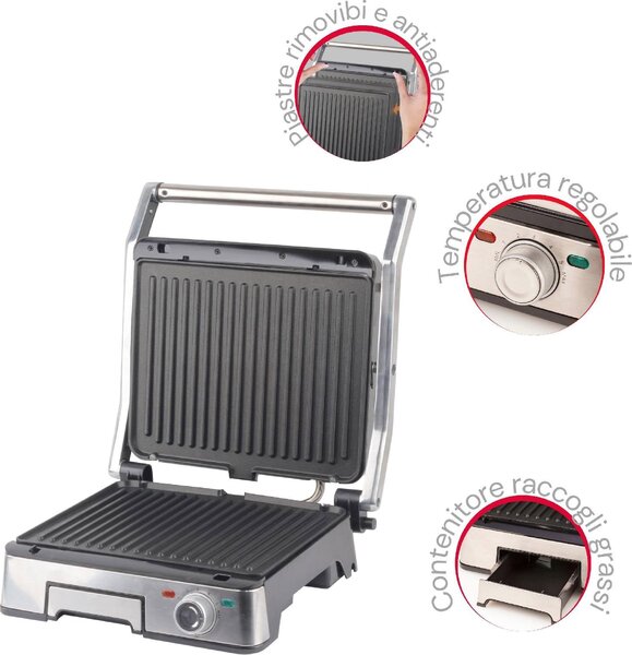 Ardes Bistecchiera Elettrica 1800 Watt Rivestimento Acciaio Inox - ARIS40