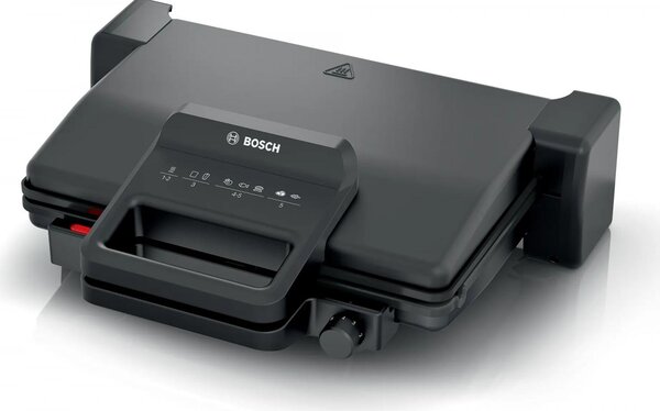 Bosch Bistecchiera Elettrica con Rivestimento Antiaderente Potenza 2000 Watt Termostato Regolabile e Coperchio colore Nero - TGC3323