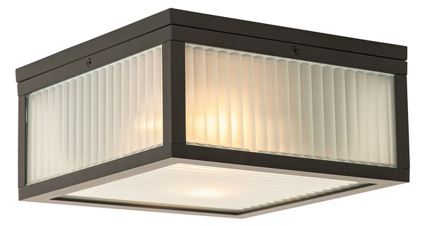 Plafoniera da esterno smart nera con vetro scanalato con WiFi A60 - Charlois