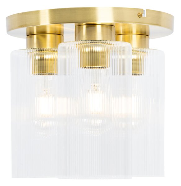 Plafoniera Art Déco dorata con vetro 3 luci - Laura
