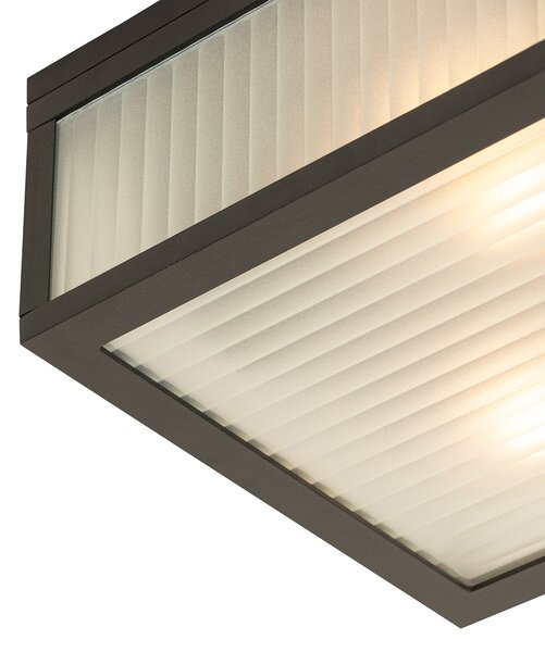 Plafoniera da esterno smart nera con vetro scanalato con WiFi A60 - Charlois