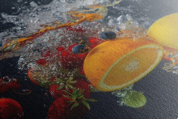 Stampa su tela – Caduta di frutta nell'acqua