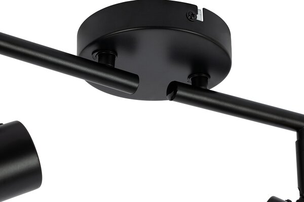 Faretto da soffitto nero con vetro fumé 4 luci orientabili - Laura