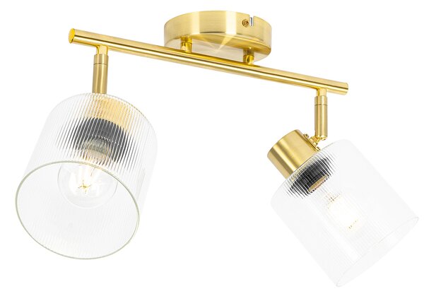 Faretto da soffitto dorato con vetro 2 luci orientabile - Laura