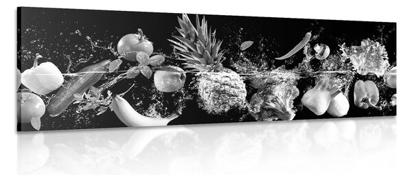 Stampa su tela – Frutta e verdura biologica in bianco e nero