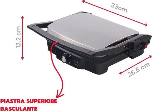 Ardes Bistecchiera Elettrica Doppia Piastra Antiaderente e Rigata Potenza 1500 Watt Temperatura regolabile - AR1S20 Sfizio