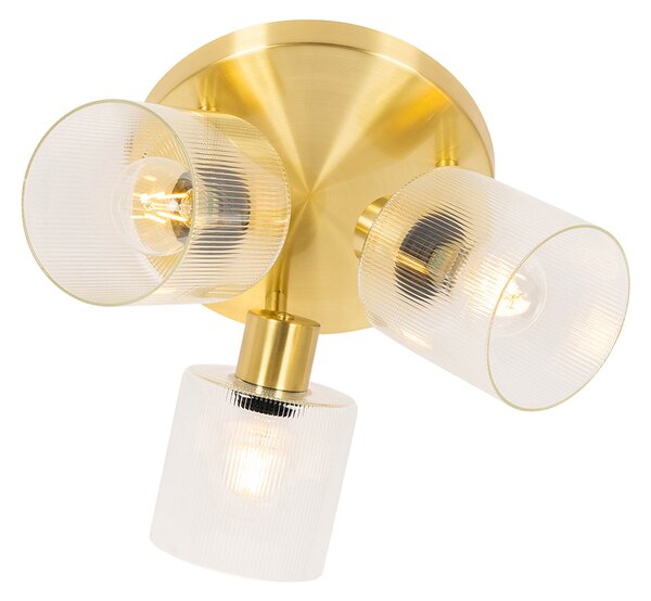 Faretto da soffitto oro con vetro 3 luci orientabile rotondo - Laura