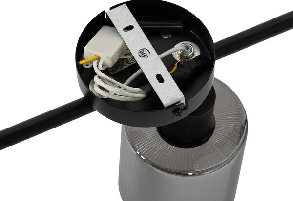 Faretto da soffitto nero con vetro fumé 3 luci orientabili - Laura