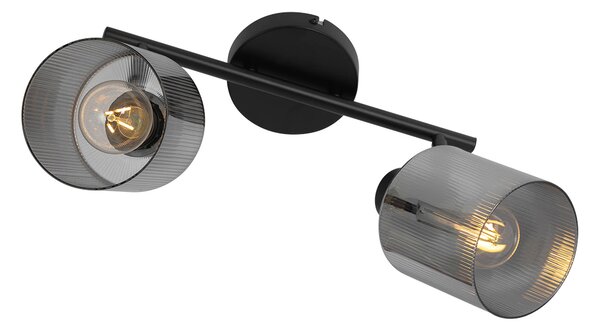 Faretto da soffitto nero con vetro fumé 2 luci orientabile - Laura