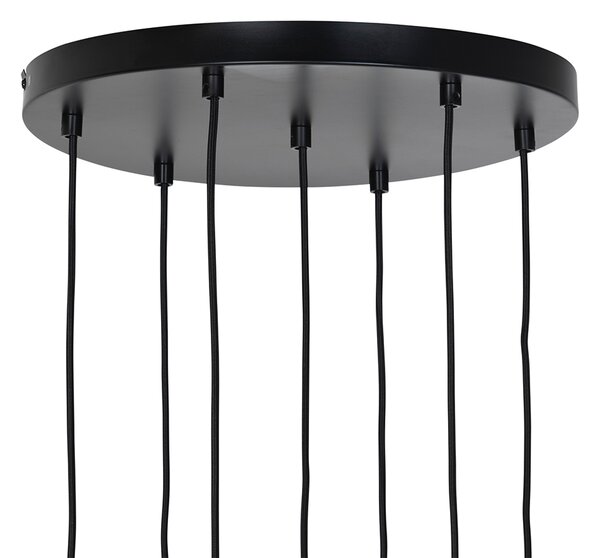 Lampadario Art Déco nero con vetro fumé a 7 luci - Laura