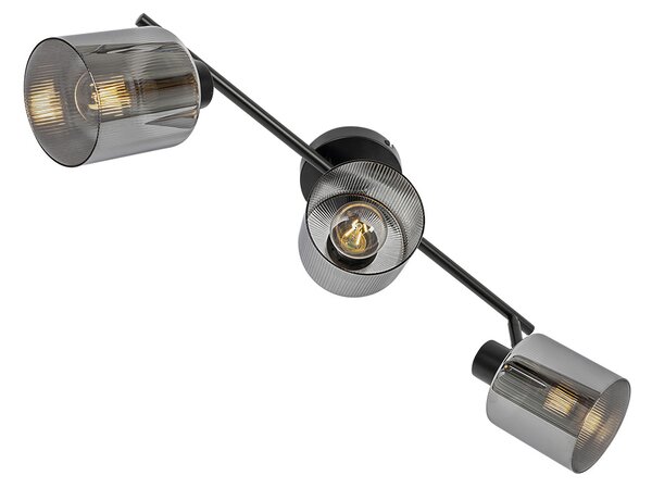 Faretto da soffitto nero con vetro fumé 3 luci orientabili - Laura
