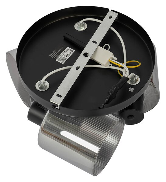 Faretto da soffitto nero con vetro fumé rotondo 3 luci orientabili - Laura