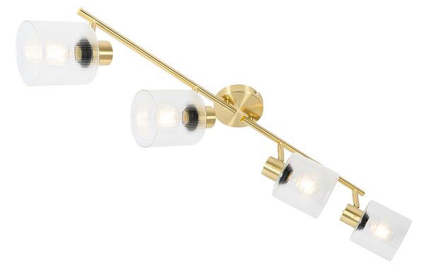 Faretto da soffitto dorato con vetro 4 luci orientabili - Laura