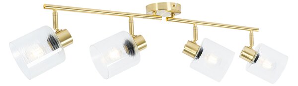 Faretto da soffitto dorato con vetro 4 luci orientabili - Laura