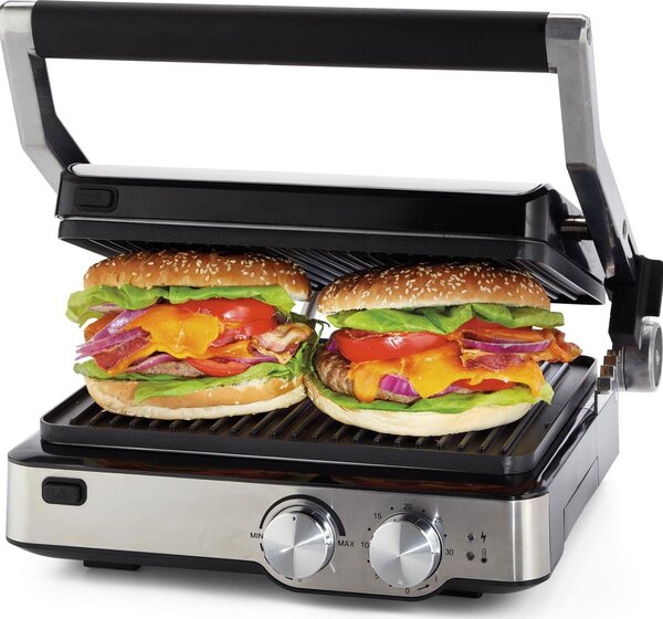 Ariete Bistecchiera Elettrica Doppia Piastra Antiaderente Potenza 2000 Watt 5 Livelli di cottura Timer - 1918 Grill and Taste