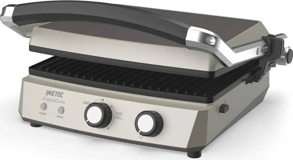 Imetec Bistecchiera Elettrica Doppia Piastra Antiaderente Potenza 2000 Watt 3 Funzioni - 7481 Griglia&Gusta