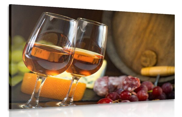 Quadro su tela – Due bicchieri di vino rosato