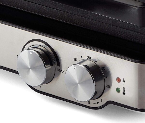 Ariete Bistecchiera Elettrica Doppia Piastra Antiaderente Potenza 2000 Watt 5 Livelli di cottura Timer - 1918 Grill and Taste