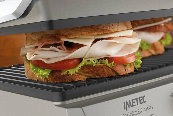 Imetec Bistecchiera Elettrica Doppia Piastra Antiaderente Potenza 2000 Watt 3 Funzioni - 7481 Griglia&Gusta