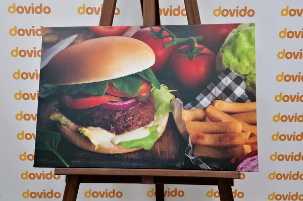 Quadro su tela – Hamburger con patatine