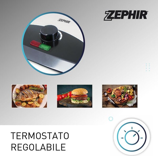 Zephir Bistecchiera elettrica Doppia piastra Antiaderente Potenza 750 Watt - ZHC655