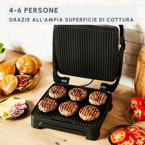 Moulinex Bistecchiera Elettrica Doppia Piastra Antiaderente Potenza 2180 Watt colore Nero e Inox - GI272D Inicio Adjust