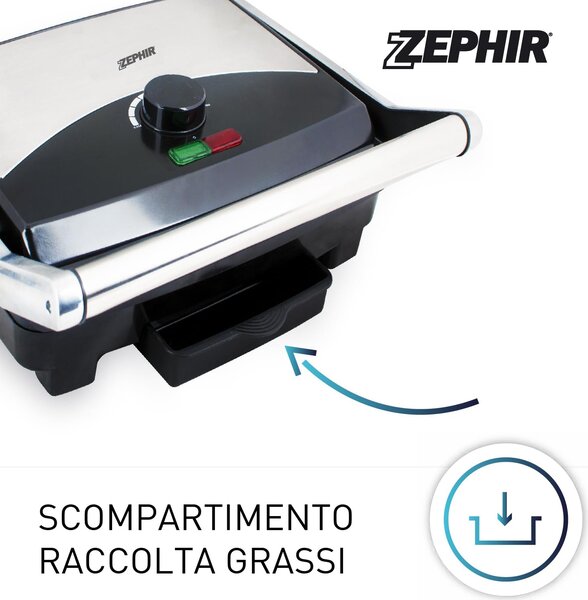 Zephir Bistecchiera elettrica Doppia piastra Antiaderente Potenza 750 Watt - ZHC655