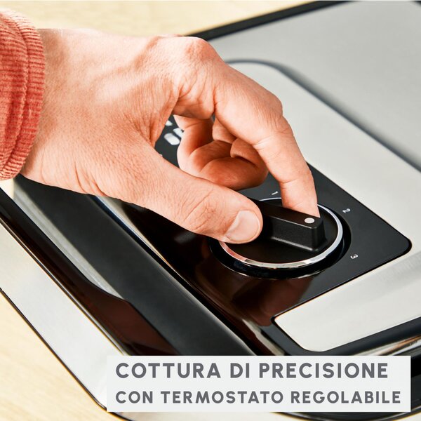 Moulinex Bistecchiera Elettrica Doppia Piastra Antiaderente Potenza 2180 Watt colore Nero e Inox - GI272D Inicio Adjust
